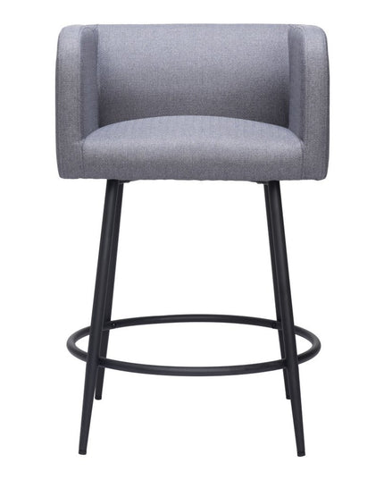 Set of Two 27" Gray and Black Fabric and Steel Counter Height Bar Chairs