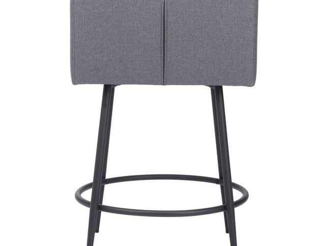 Set of Two 27" Gray and Black Fabric and Steel Counter Height Bar Chairs