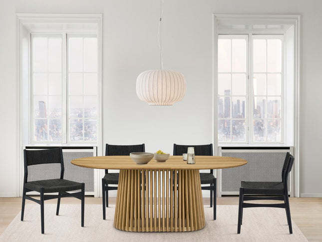 Five Piece Oak Oval Dining Set with Four Chairs