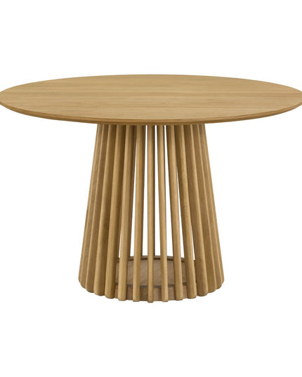 Five Piece Oak Round Dining Set with Four Chairs