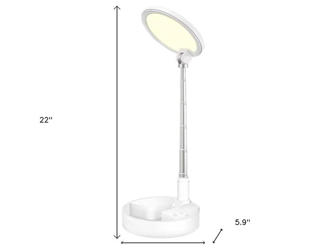 22" White Metal And Plastic Adjustable Portable Desk Lamp LED With Phone Clamp