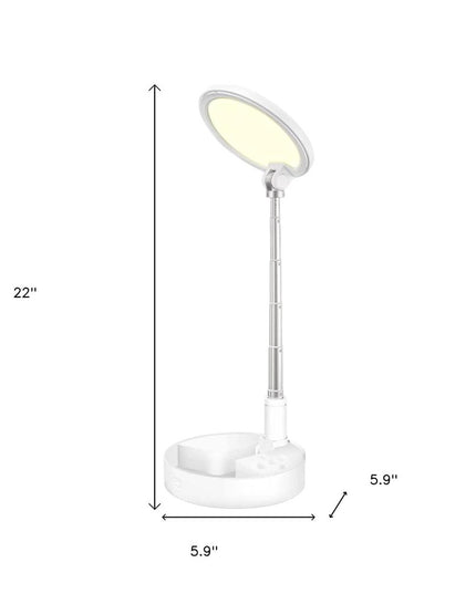 22" White Metal And Plastic Adjustable Portable Desk Lamp LED With Phone Clamp