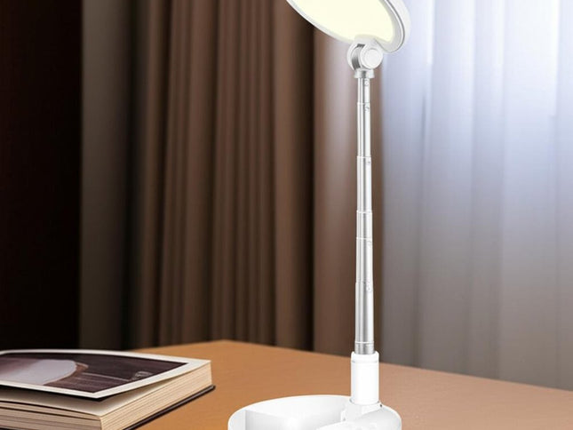 22" White Metal And Plastic Adjustable Portable Desk Lamp LED With Phone Clamp