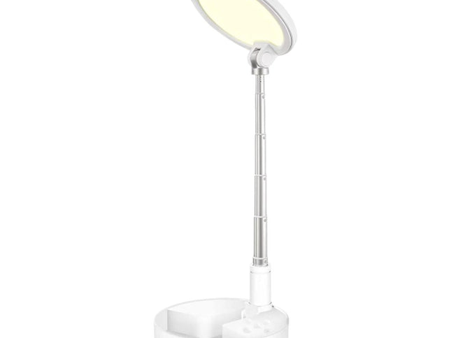 22" White Metal And Plastic Adjustable Portable Desk Lamp LED With Phone Clamp