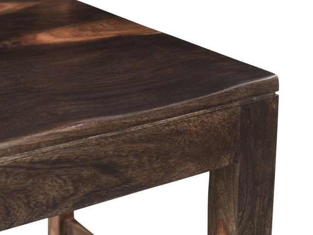 Seven Piece Dark Brown Solid Wood Dining Set with Six Chairs