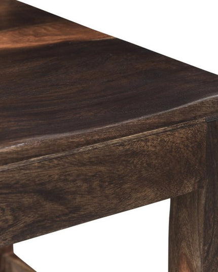 Seven Piece Dark Brown Solid Wood Dining Set with Six Chairs