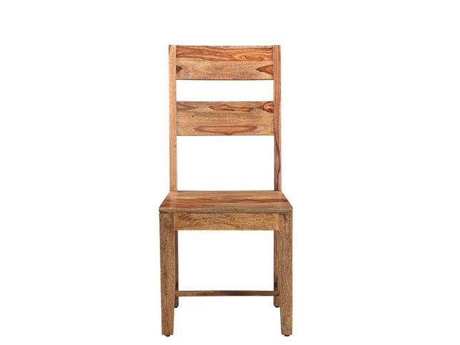 Seven Piece Brown Solid Wood Dining Set with Six Chairs