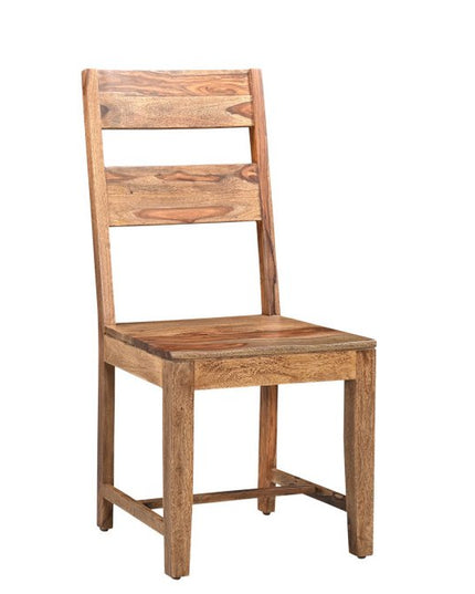 Seven Piece Brown Solid Wood Dining Set with Six Chairs