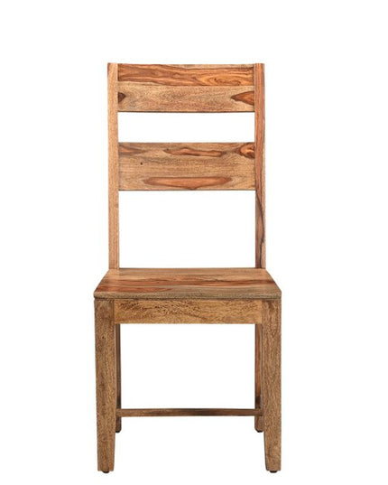 Seven Piece Brown Solid Wood Dining Set with Six Chairs