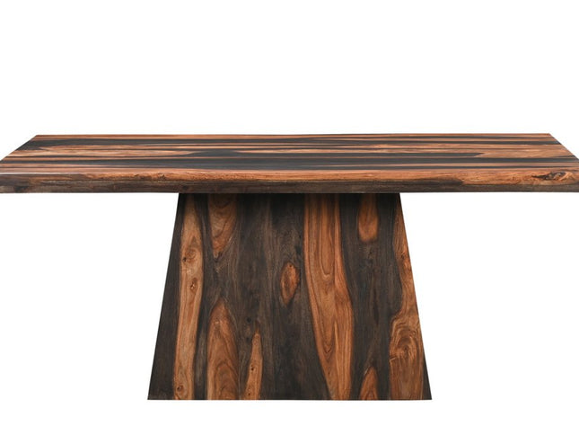 Seven Piece Dark Brown Solid Wood Dining Set with Six Chairs