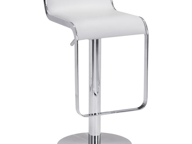 White Wood and Fabric Swivel Bar Chair