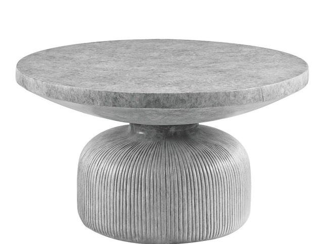 30" Gray Cement Round Pedestal Coffee Table