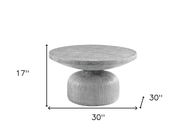 30" Gray Cement Round Pedestal Coffee Table
