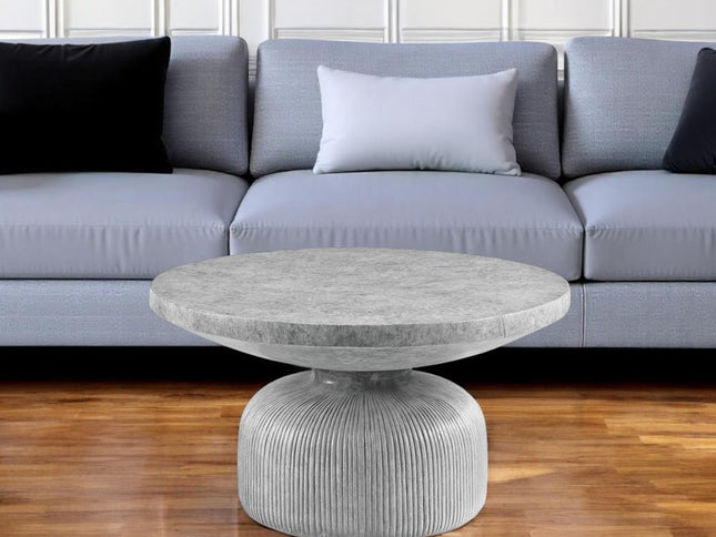 30" Gray Cement Round Pedestal Coffee Table