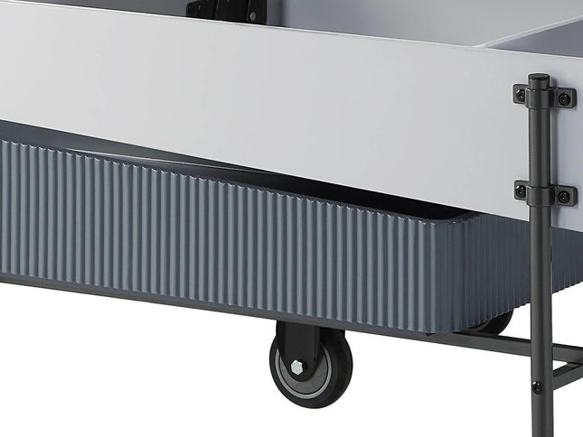 47" Gray White and Black Faux Marble Wood and Steel Lift Top Coffee Table