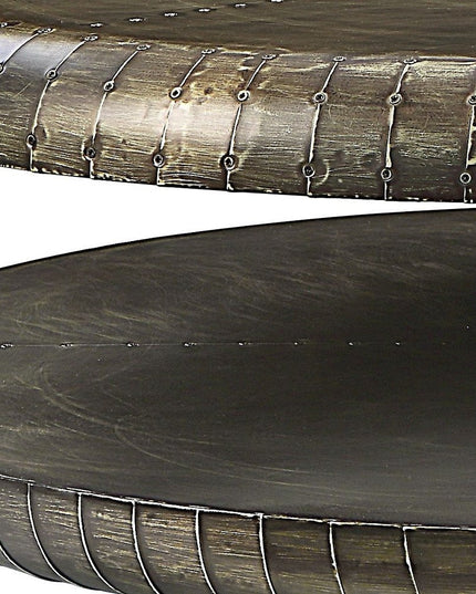 39" Bronze Aluminum Round Floor Shelf Coffee Table With Shelf