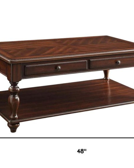 48" Brown Wood Lift Top Coffee Table With Shelf