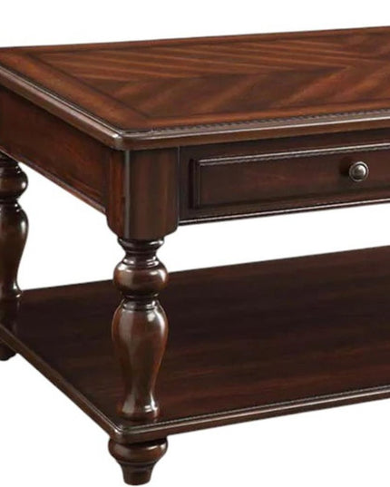 48" Brown Wood Lift Top Coffee Table With Shelf