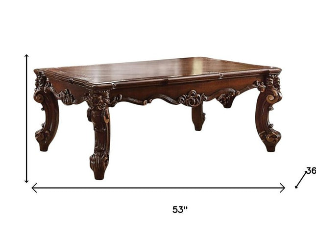 53" Dark Brown Wood Coffee Table