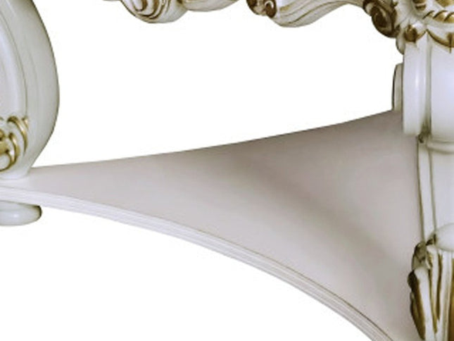 58" Ivory and Gold Wood Square Coffee Table With Shelf