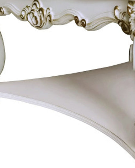 58" Ivory and Gold Wood Square Coffee Table With Shelf