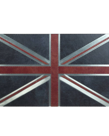64" Silver Navy Blue And Red Union Jack Aviator Coffee Table