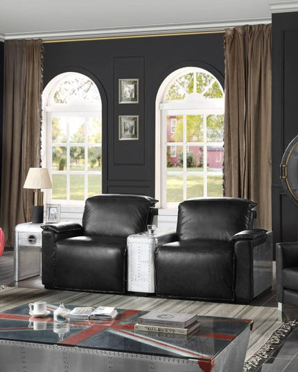 64" Silver Navy Blue And Red Union Jack Aviator Coffee Table