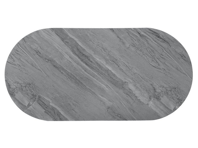 47" Gray Wood and Steel Oval Coffee Table With Drawer