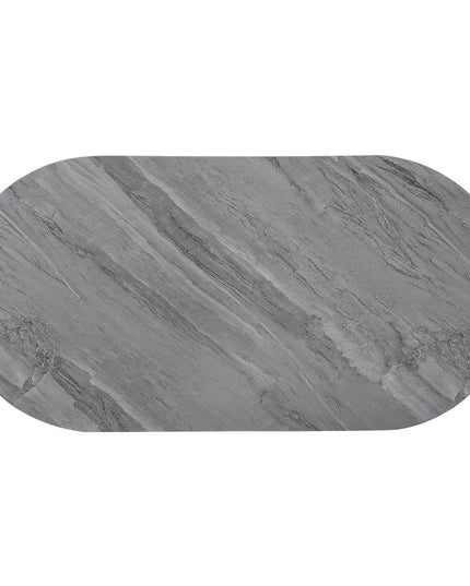 47" Gray Wood and Steel Oval Coffee Table With Drawer