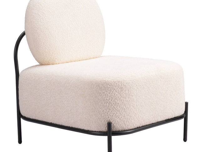 27" White And Black Sherpa And Upholstered Side Chair