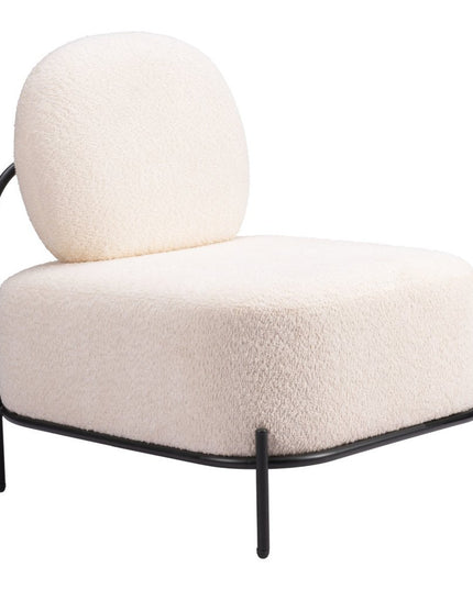 27" White And Black Sherpa And Upholstered Side Chair