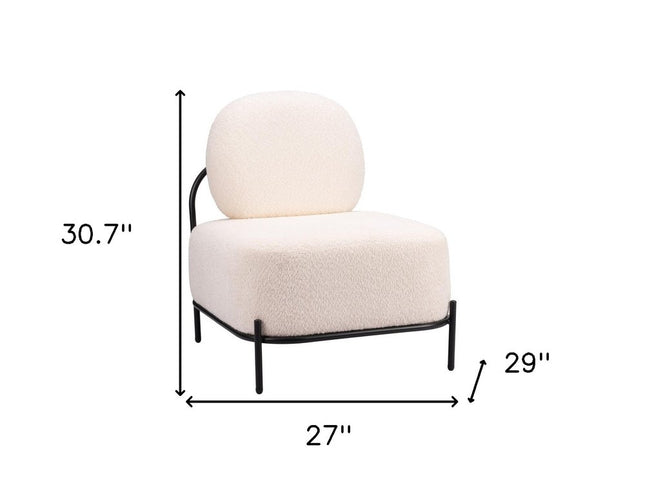 27" White And Black Sherpa And Upholstered Side Chair