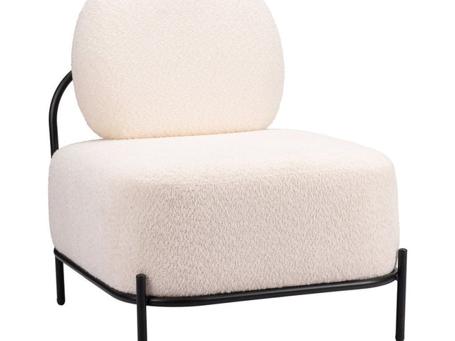 27" White And Black Sherpa And Upholstered Side Chair