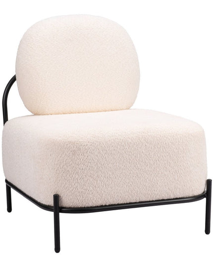 27" White And Black Sherpa And Upholstered Side Chair