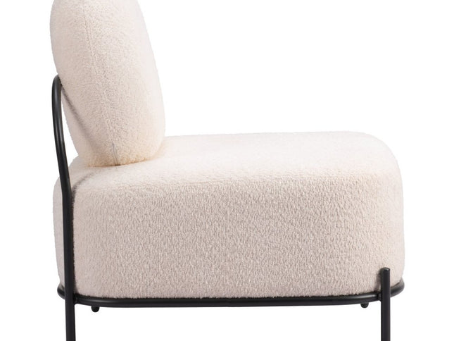 27" White And Black Sherpa And Upholstered Side Chair