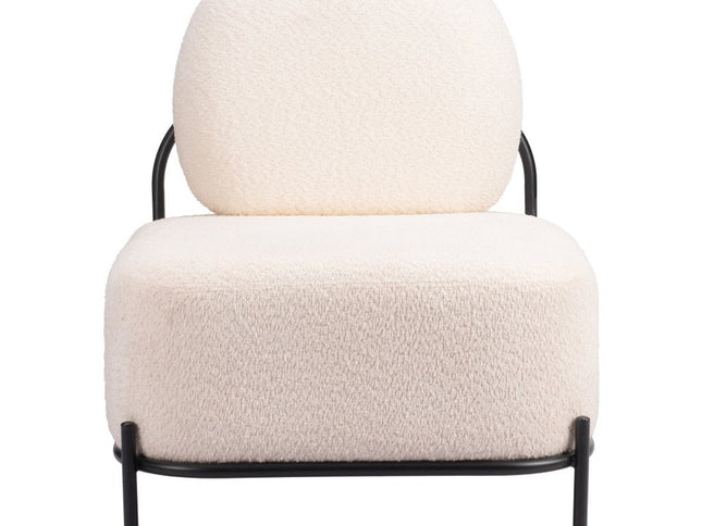 27" White And Black Sherpa And Upholstered Side Chair