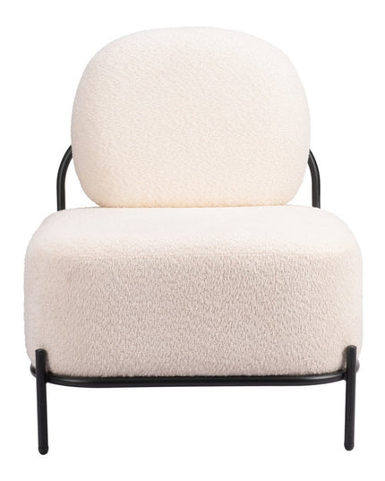 27" White And Black Sherpa And Upholstered Side Chair