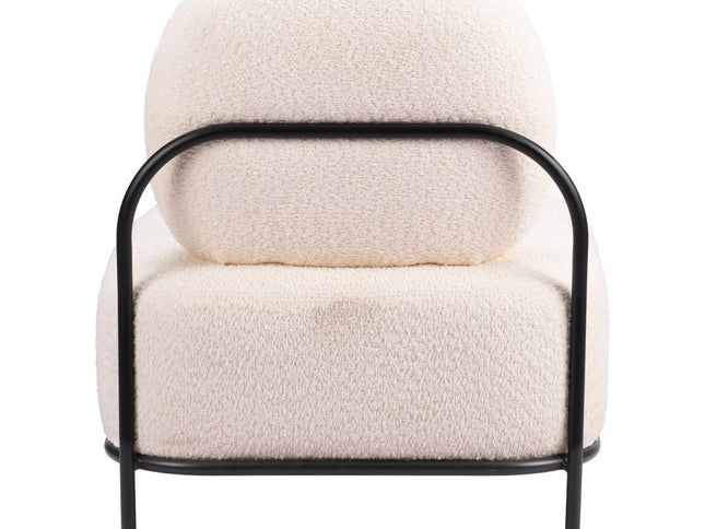 27" White And Black Sherpa And Upholstered Side Chair