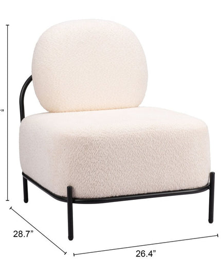 27" White And Black Sherpa And Upholstered Side Chair