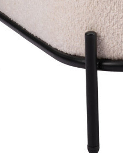 27" White And Black Sherpa And Upholstered Side Chair