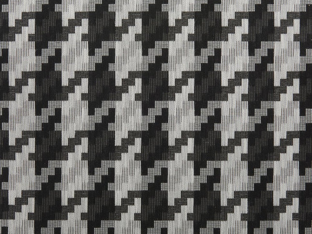 29" Black And White And Black Upholstered Houndstooth Arm Chair