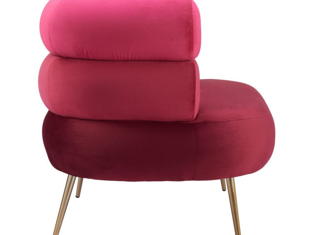 41" Red And Gold Velvet And Upholstered Arm Chair