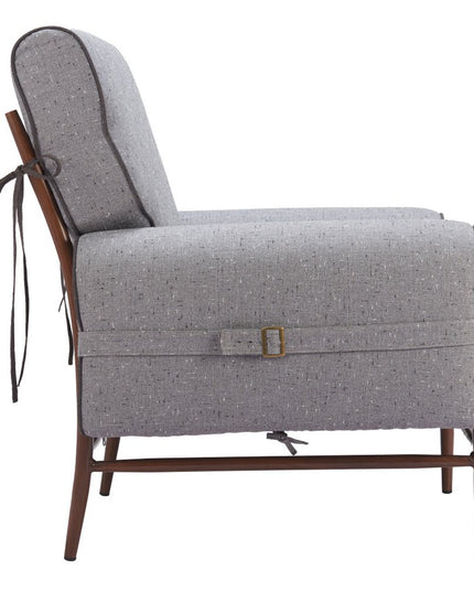 34" Gray And Brown Upholstered Arm Chair