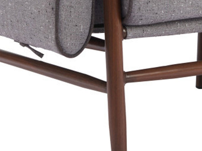 34" Gray And Brown Upholstered Arm Chair