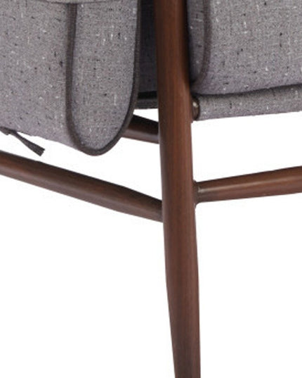 34" Gray And Brown Upholstered Arm Chair