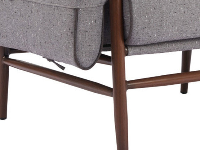 34" Gray And Brown Upholstered Arm Chair