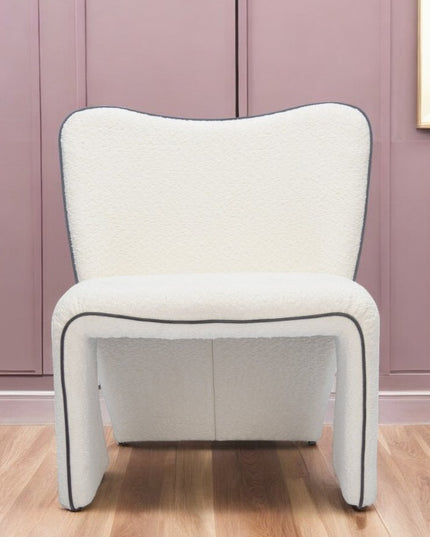 29" Ivory Faux Shearling And Upholstered Side Chair