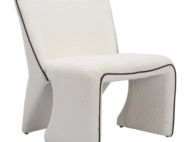 29" Ivory Faux Shearling And Upholstered Side Chair