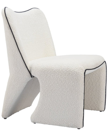 29" Ivory Faux Shearling And Upholstered Side Chair
