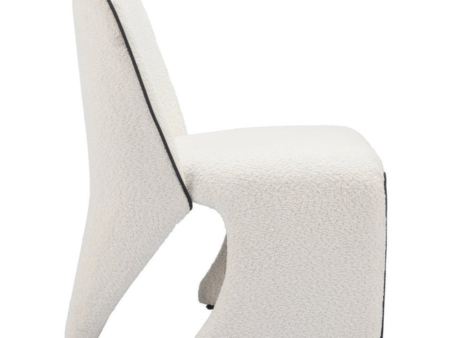 29" Ivory Faux Shearling And Upholstered Side Chair